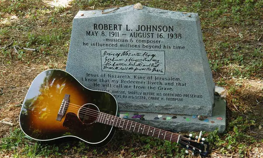 Robert Johnson Grave with A 1926 Gibson L1